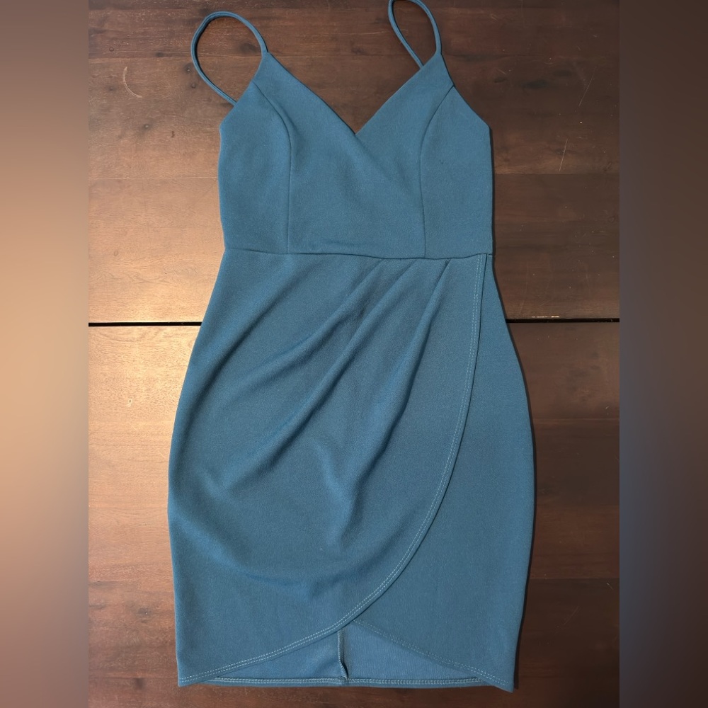 Lulu's Forever Your Girl Teal Blue Bodycon Dress (Size M)